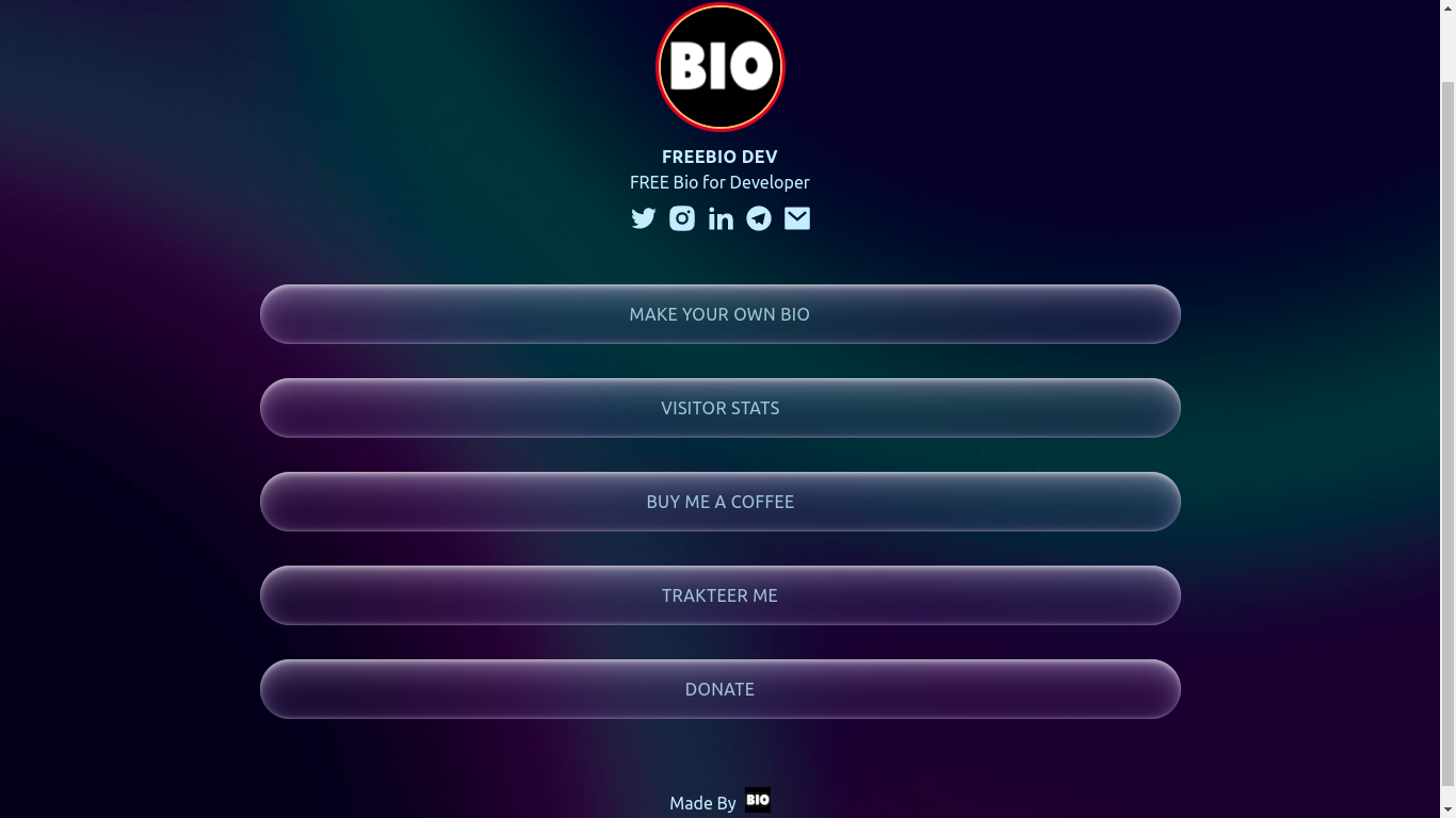 Screenshot of Free Bio Link for Developers
